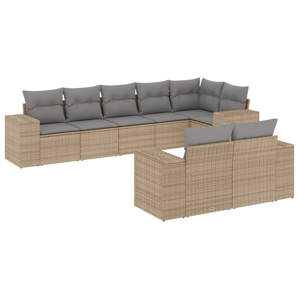 8-delige Loungeset met kussens poly rattan beige is nu te koop bij PeponiXL, paradijselijk wonen!