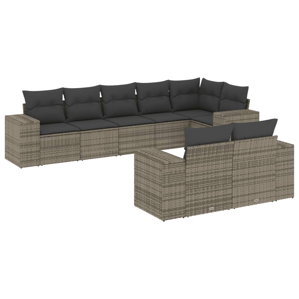 8-delige Loungeset met kussens poly rattan grijs is nu te koop bij PeponiXL, paradijselijk wonen!