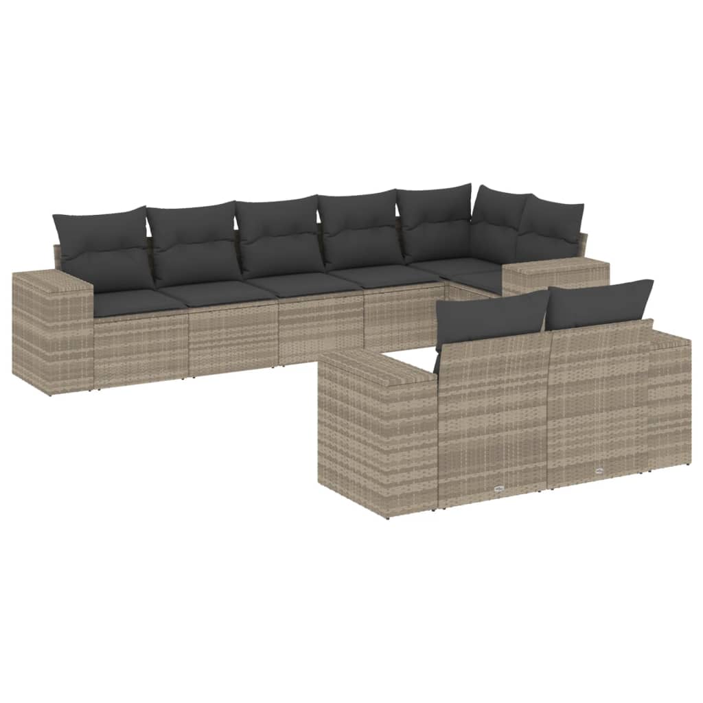 8-delige Loungeset met kussens poly rattan lichtgrijs is nu te koop bij PeponiXL, paradijselijk wonen!