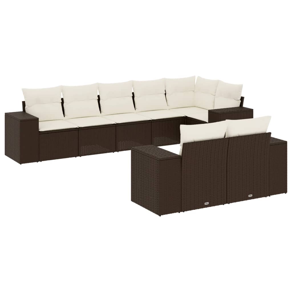 8-delige Loungeset met kussens poly rattan bruin is nu te koop bij PeponiXL, paradijselijk wonen!