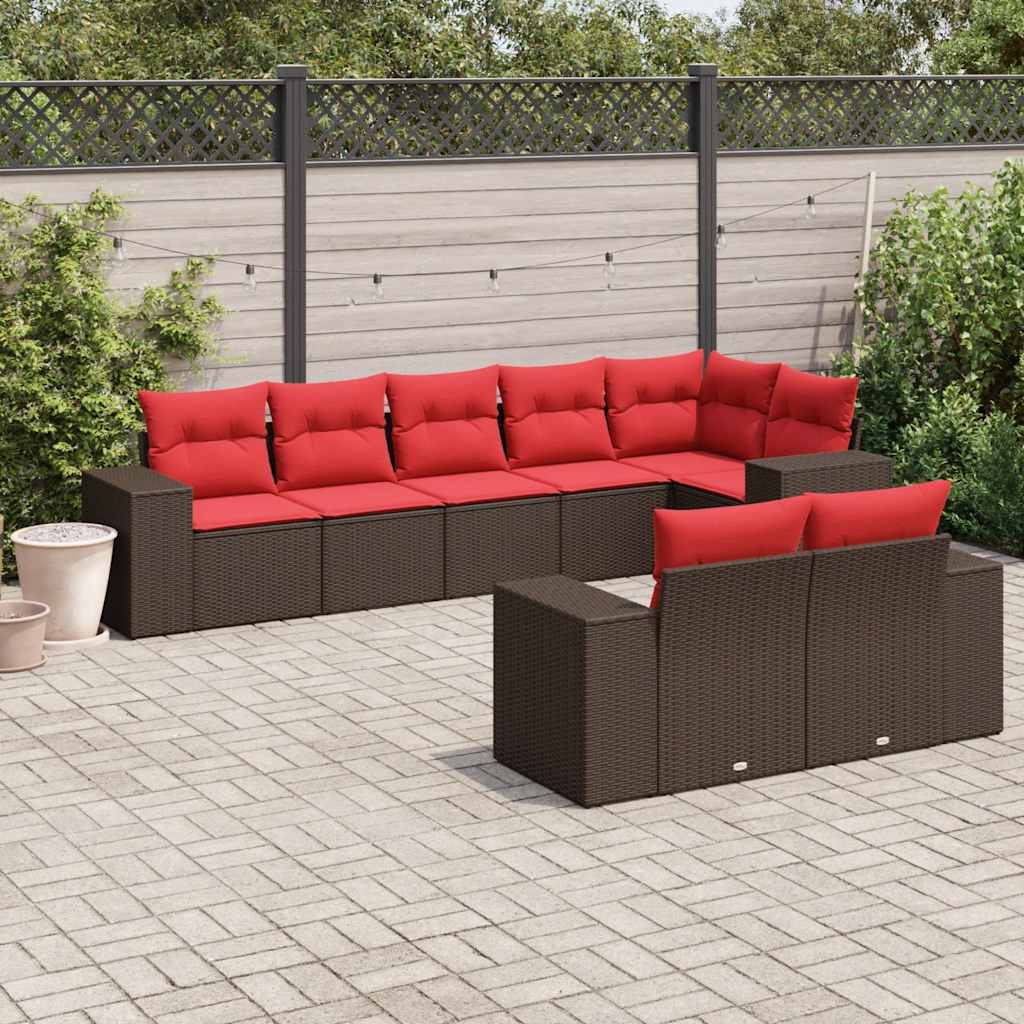 8-delige tuinbankset met kussens, bruin polyrotan is nu te koop bij PeponiXL, paradijselijk wonen!