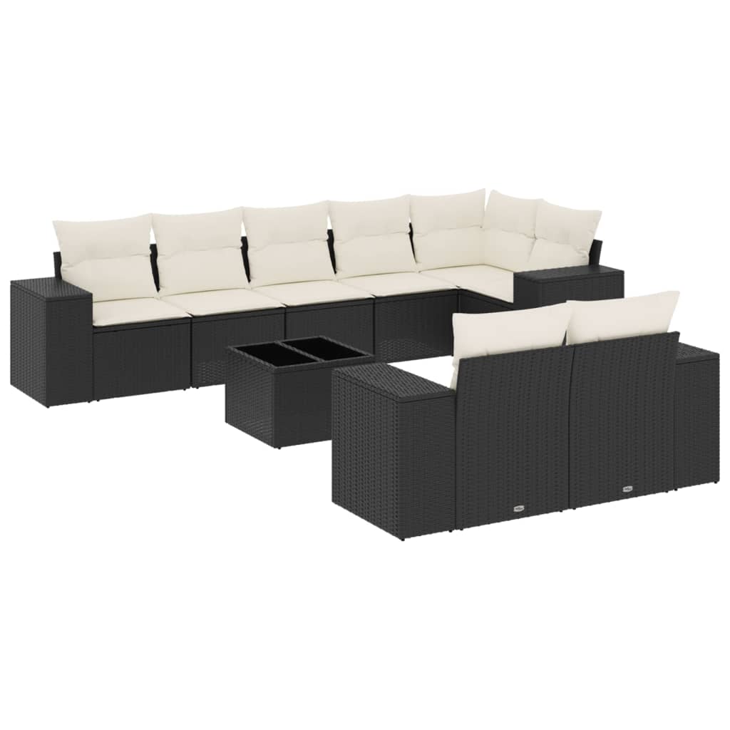 9-delige Loungeset met kussens poly rattan zwart is nu te koop bij PeponiXL, paradijselijk wonen!