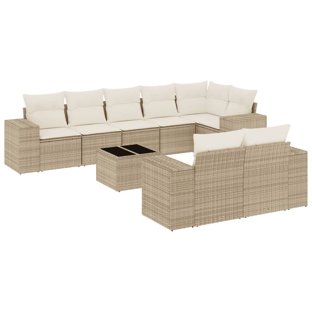 9-delige Loungeset met kussens poly rattan beige is nu te koop bij PeponiXL, paradijselijk wonen!