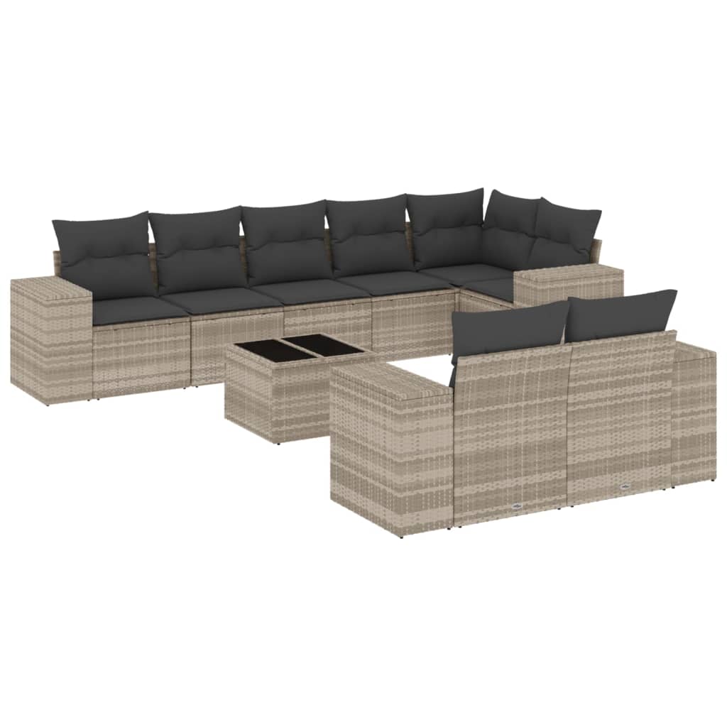 9-delige Loungeset met kussens poly rattan lichtgrijs is nu te koop bij PeponiXL, paradijselijk wonen!