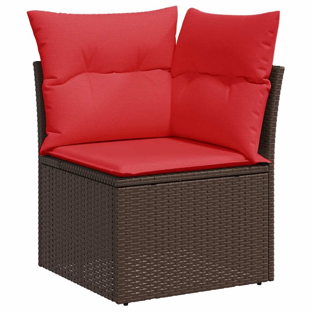 9-delige tuinbankset met kussens, bruin polyrotan is nu te koop bij PeponiXL, paradijselijk wonen!