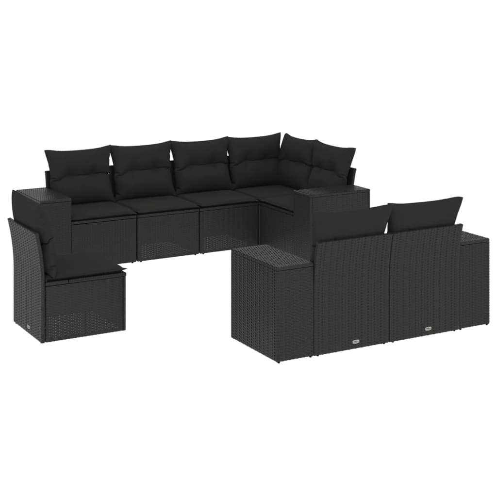 8-delige Loungeset met kussens poly rattan zwart is nu te koop bij PeponiXL, paradijselijk wonen!