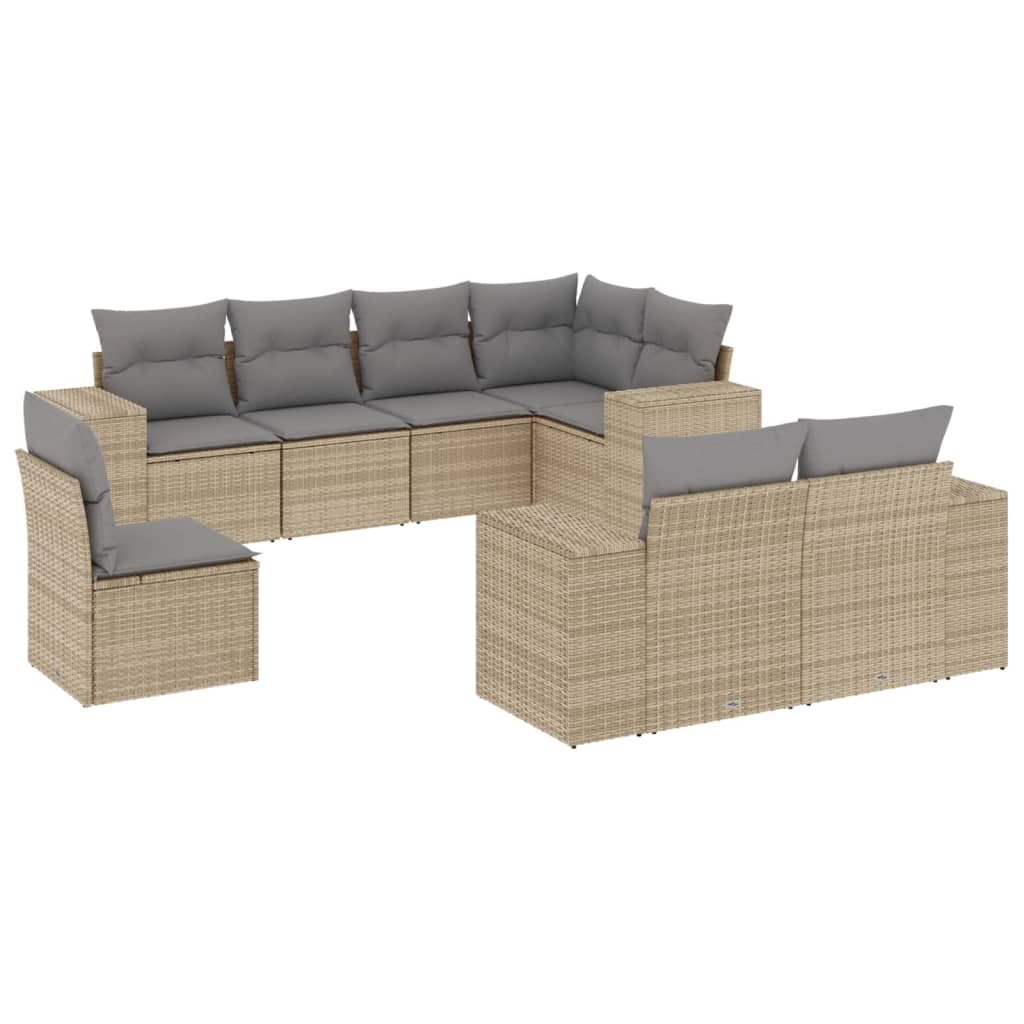 8-delige Loungeset met kussens poly rattan beige is nu te koop bij PeponiXL, paradijselijk wonen!
