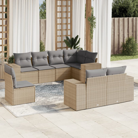 8-delige Loungeset met kussens poly rattan beige is nu te koop bij PeponiXL, paradijselijk wonen!