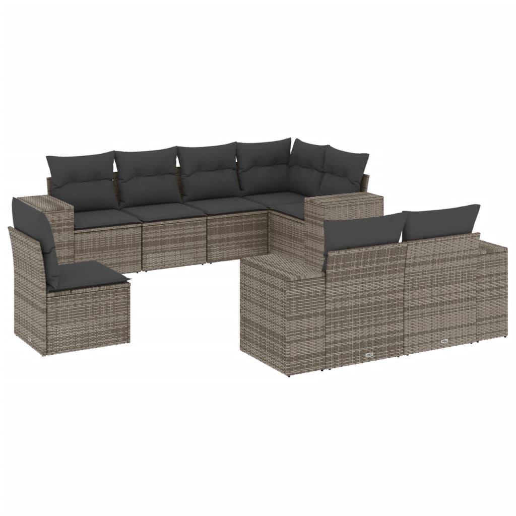 8-delige Loungeset met kussens poly rattan grijs is nu te koop bij PeponiXL, paradijselijk wonen!
