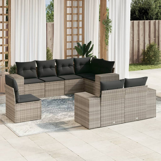 8-delige Loungeset met kussens poly rattan lichtgrijs is nu te koop bij PeponiXL, paradijselijk wonen!
