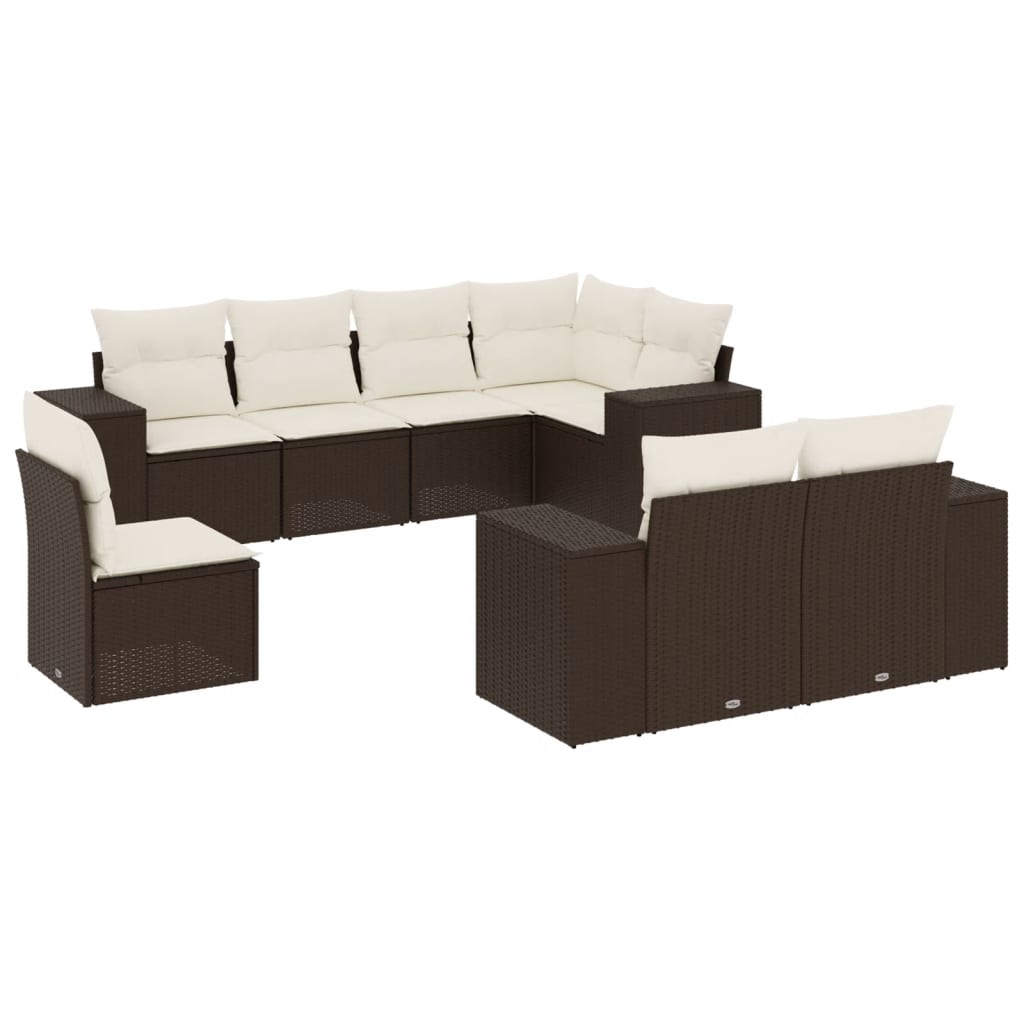 8-delige Loungeset met kussens poly rattan bruin is nu te koop bij PeponiXL, paradijselijk wonen!