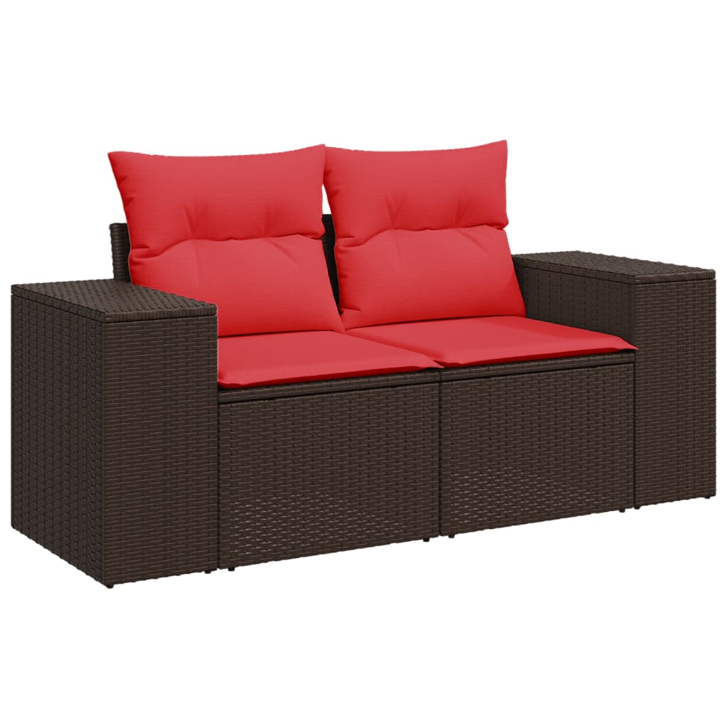 9-delige tuinbankset met kussens, bruin polyrotan is nu te koop bij PeponiXL, paradijselijk wonen!