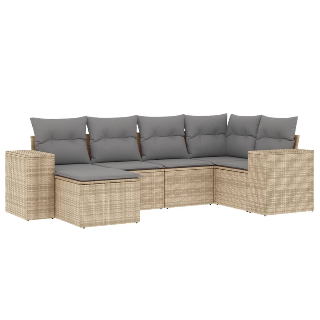 6-delige Loungeset met kussens poly rattan beige is nu te koop bij PeponiXL, paradijselijk wonen!