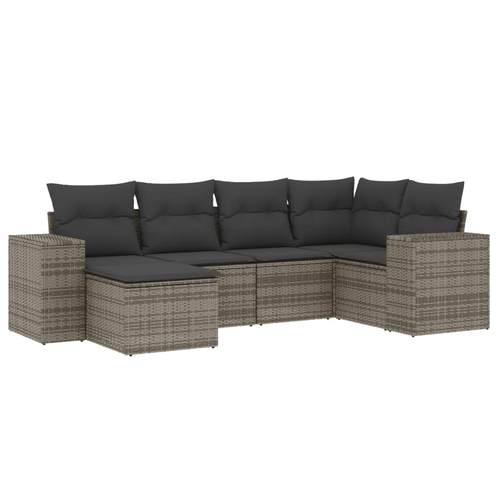 6-delige Loungeset met kussens poly rattan grijs is nu te koop bij PeponiXL, paradijselijk wonen!