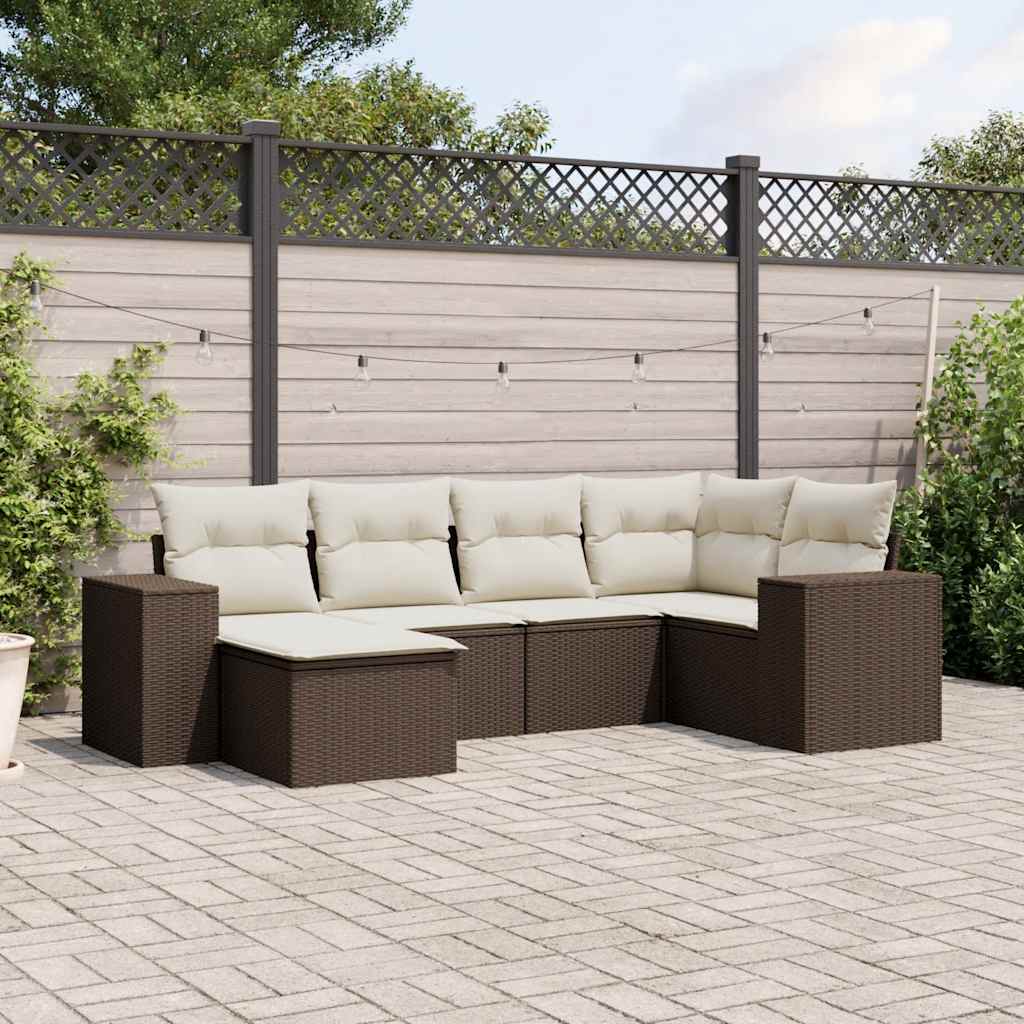 6-delige Loungeset met kussens poly rattan bruin is nu te koop bij PeponiXL, paradijselijk wonen!