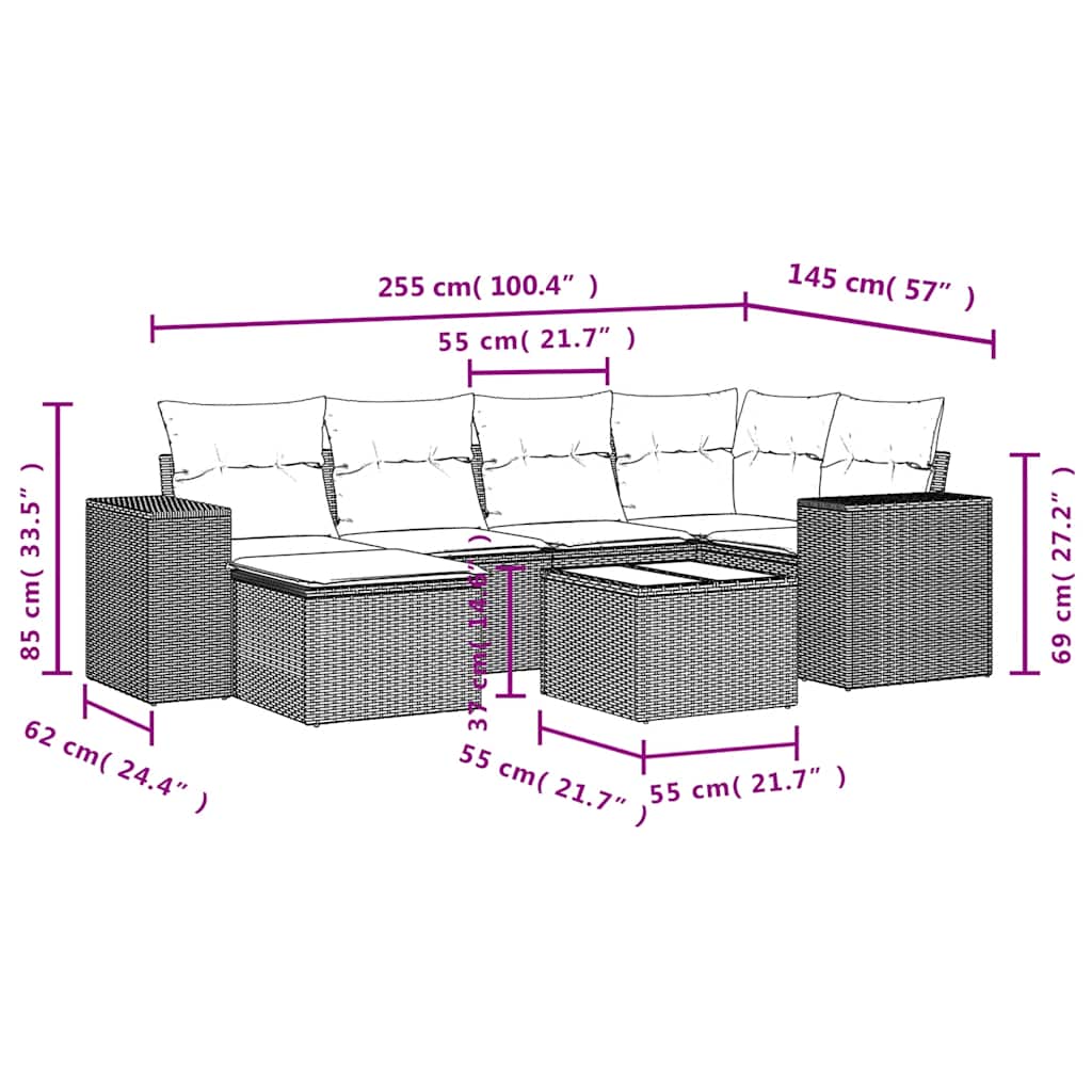 7-delige tuinbankset met kussens van zwart polyrotan is nu te koop bij PeponiXL, paradijselijk wonen!