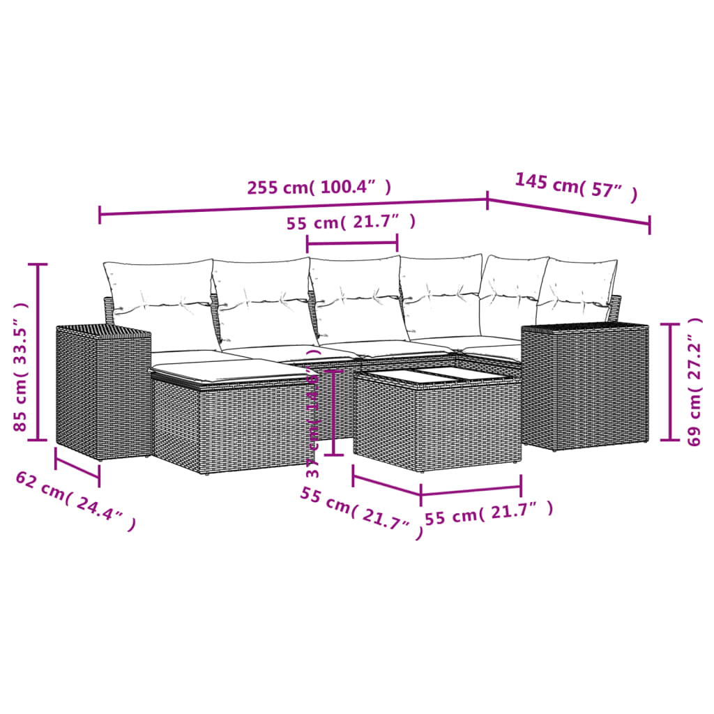 7-delige Loungeset met kussens poly rattan beige is nu te koop bij PeponiXL, paradijselijk wonen!