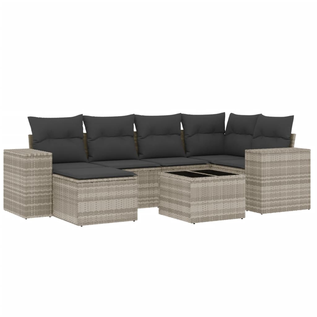 7-delige Loungeset met kussens poly rattan lichtgrijs is nu te koop bij PeponiXL, paradijselijk wonen!