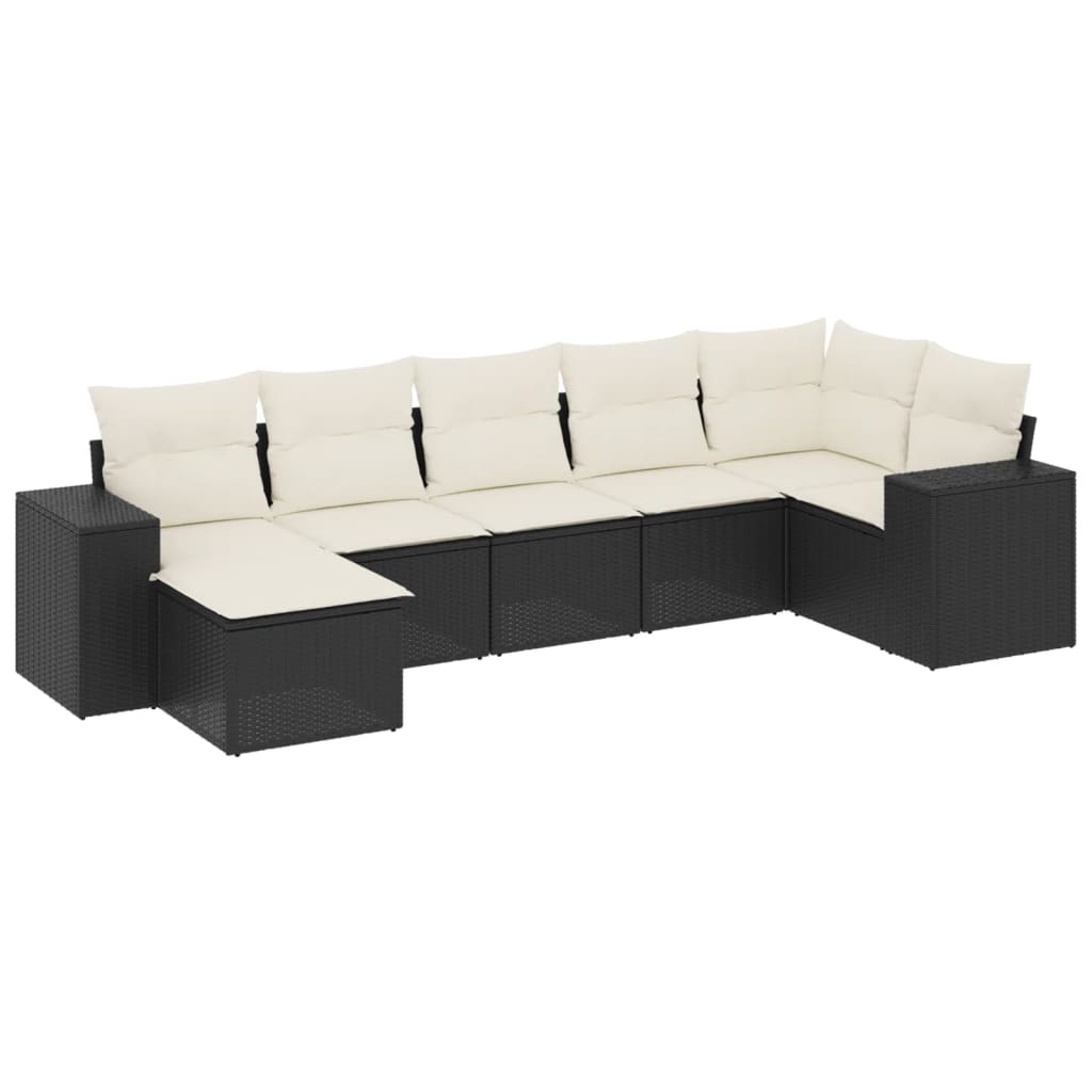 7-delige Loungeset met kussens poly rattan zwart is nu te koop bij PeponiXL, paradijselijk wonen!