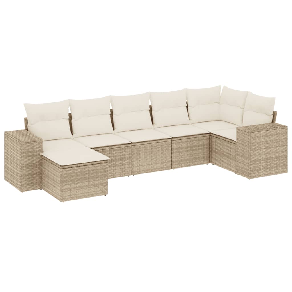 7-delige Loungeset met kussens poly rattan beige is nu te koop bij PeponiXL, paradijselijk wonen!