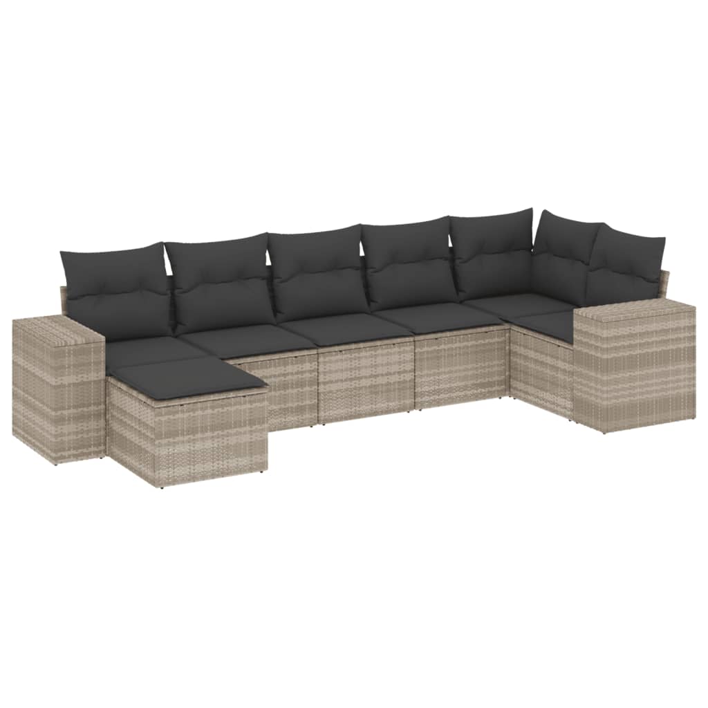 7-delige Loungeset met kussens poly rattan lichtgrijs is nu te koop bij PeponiXL, paradijselijk wonen!