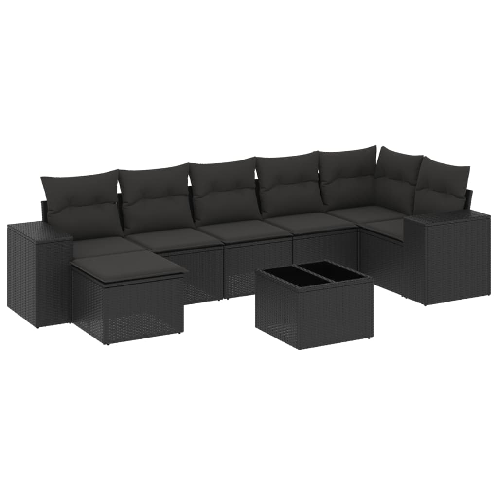 8-delige Loungeset met kussens poly rattan zwart is nu te koop bij PeponiXL, paradijselijk wonen!