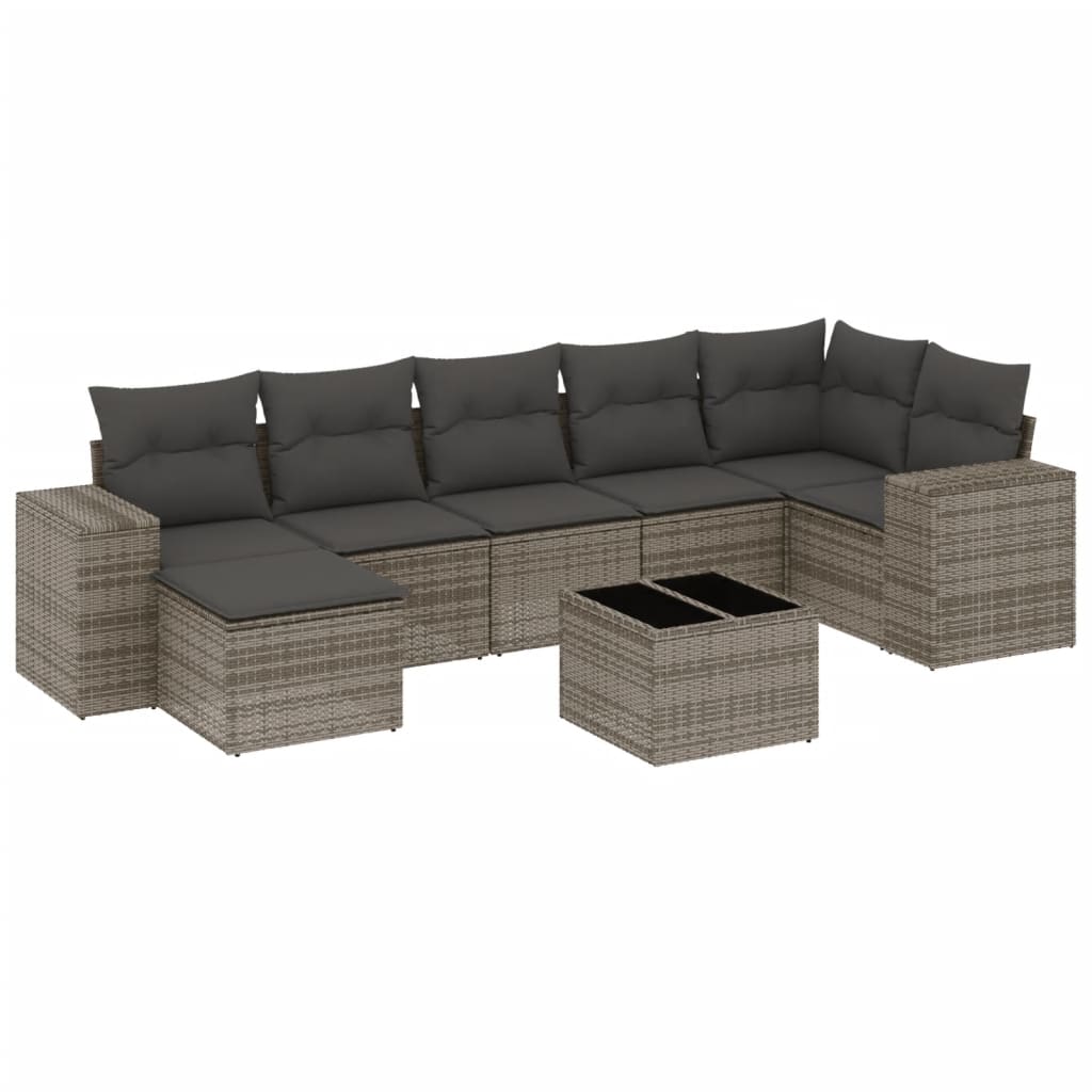 8-delige Loungeset met kussens poly rattan grijs is nu te koop bij PeponiXL, paradijselijk wonen!