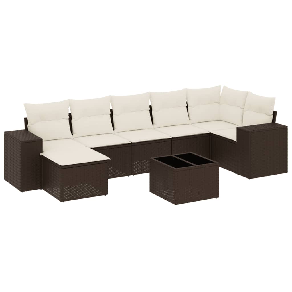 8-delige Loungeset met kussens poly rattan bruin is nu te koop bij PeponiXL, paradijselijk wonen!