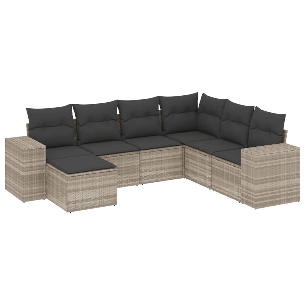 7-delige Loungeset met kussens poly rattan lichtgrijs is nu te koop bij PeponiXL, paradijselijk wonen!