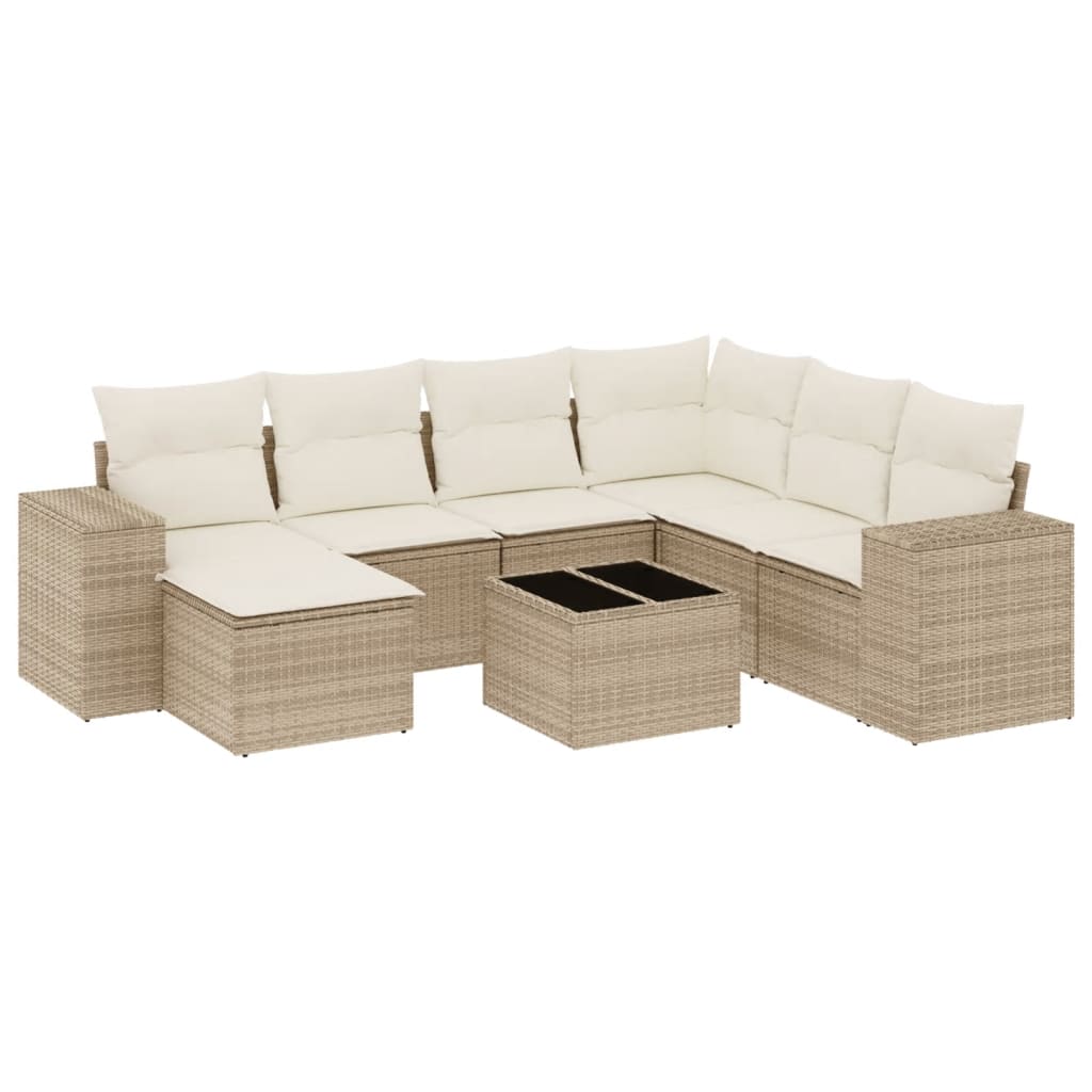 8-delige Loungeset met kussens poly rattan beige is nu te koop bij PeponiXL, paradijselijk wonen!