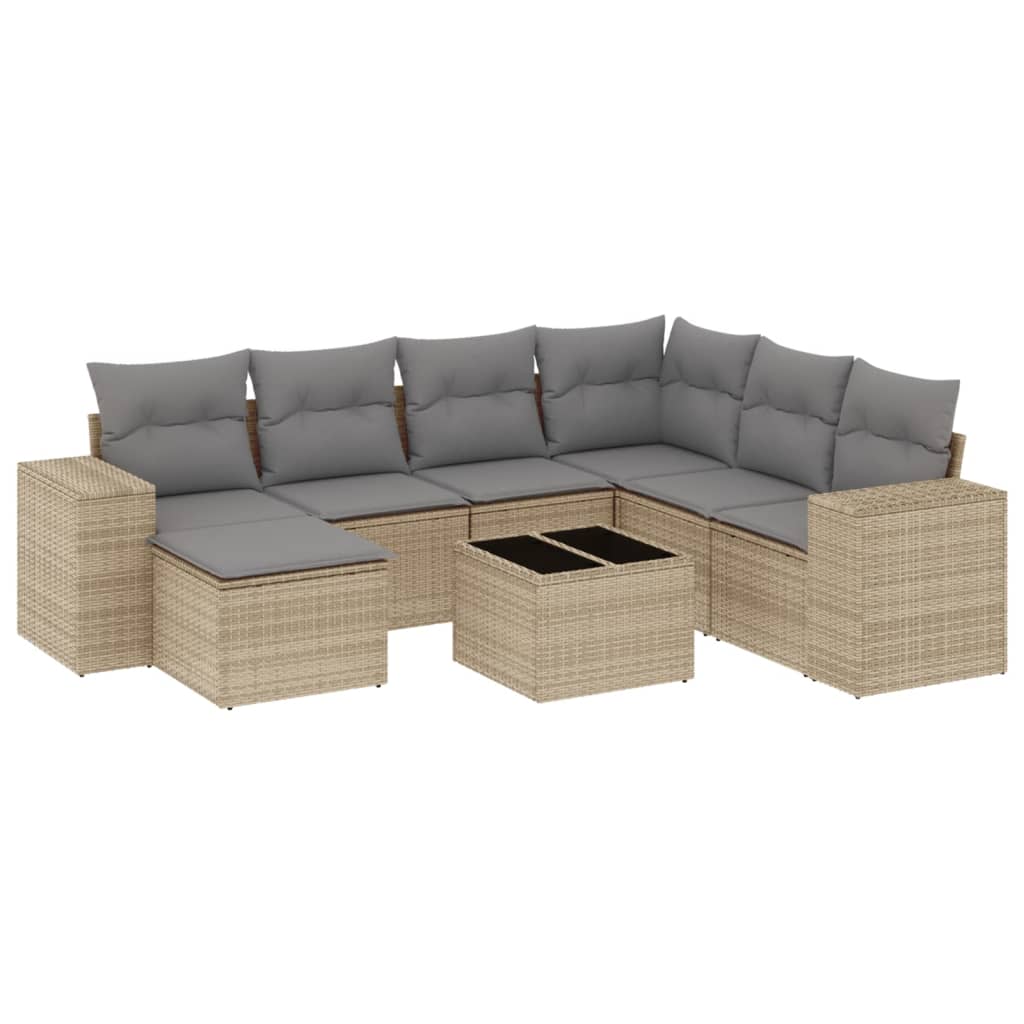 8-delige Loungeset met kussens poly rattan beige is nu te koop bij PeponiXL, paradijselijk wonen!