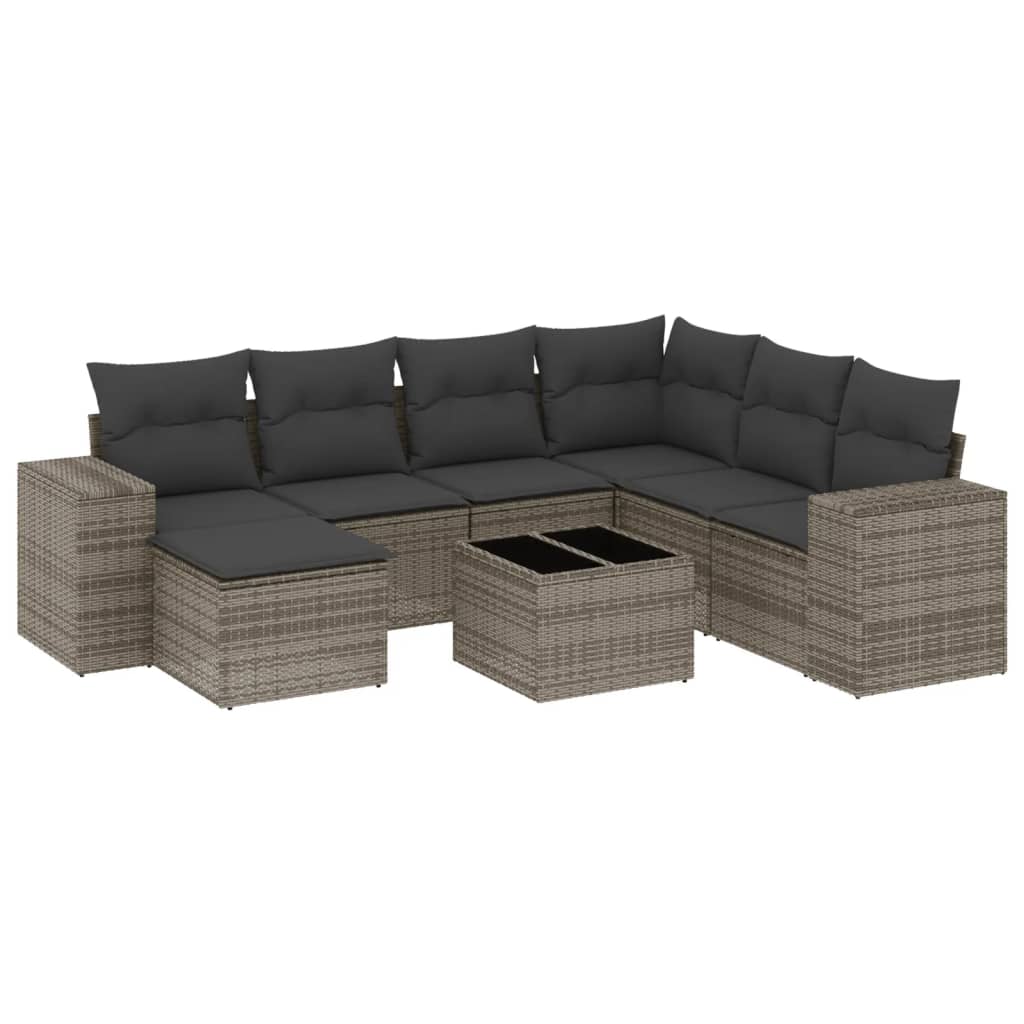 8-delige Loungeset met kussens poly rattan grijs is nu te koop bij PeponiXL, paradijselijk wonen!