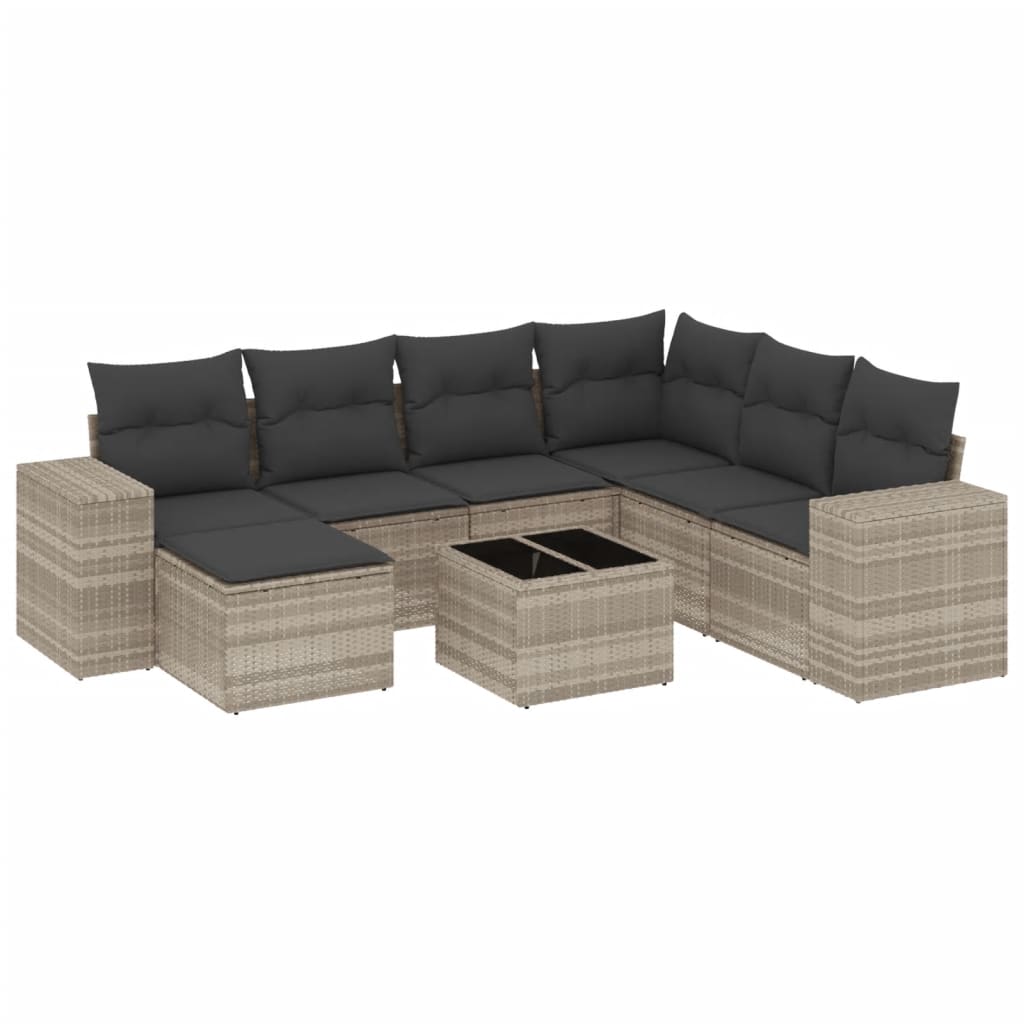 8-delige Loungeset met kussens poly rattan lichtgrijs is nu te koop bij PeponiXL, paradijselijk wonen!