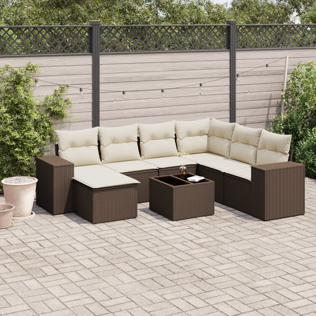 8-delige Loungeset met kussens poly rattan bruin is nu te koop bij PeponiXL, paradijselijk wonen!