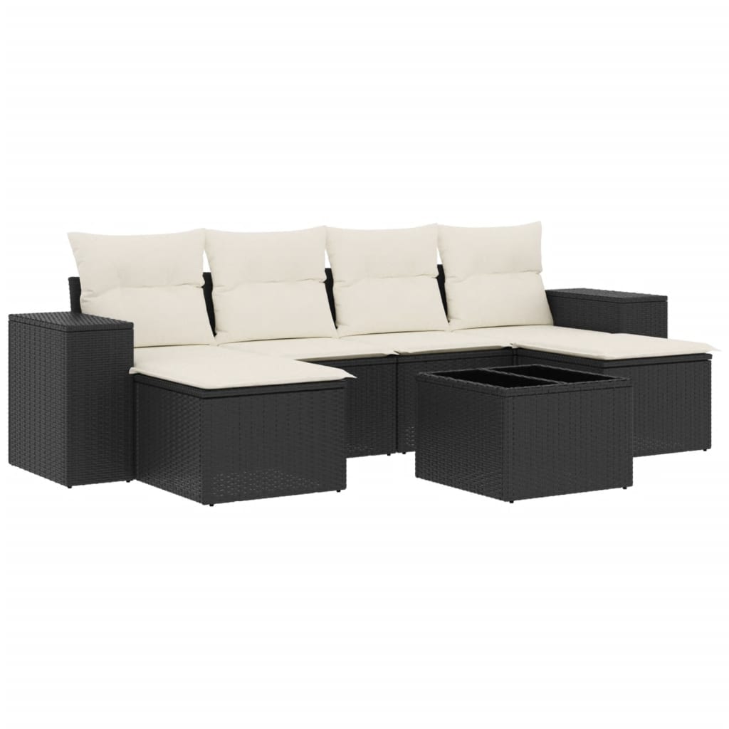 7-delige Loungeset met kussens poly rattan zwart is nu te koop bij PeponiXL, paradijselijk wonen!