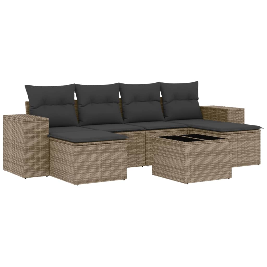 7-delige Loungeset met kussens poly rattan grijs is nu te koop bij PeponiXL, paradijselijk wonen!