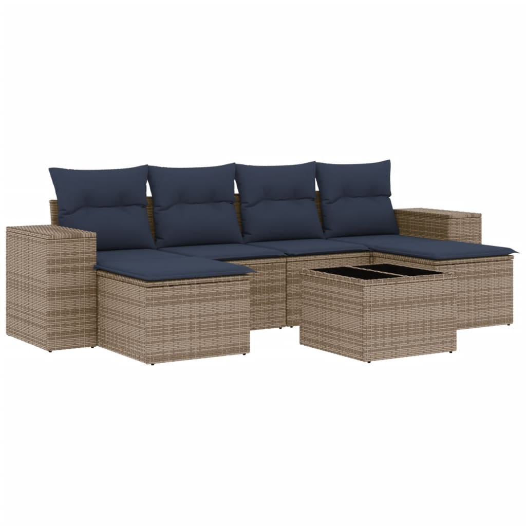7-delige tuinbankset met kussens, grijs polyrotan is nu te koop bij PeponiXL, paradijselijk wonen!