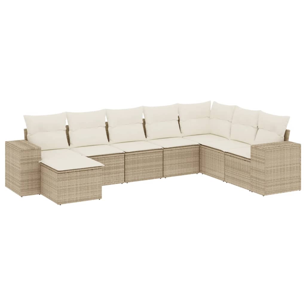 8-delige Loungeset met kussens poly rattan beige is nu te koop bij PeponiXL, paradijselijk wonen!