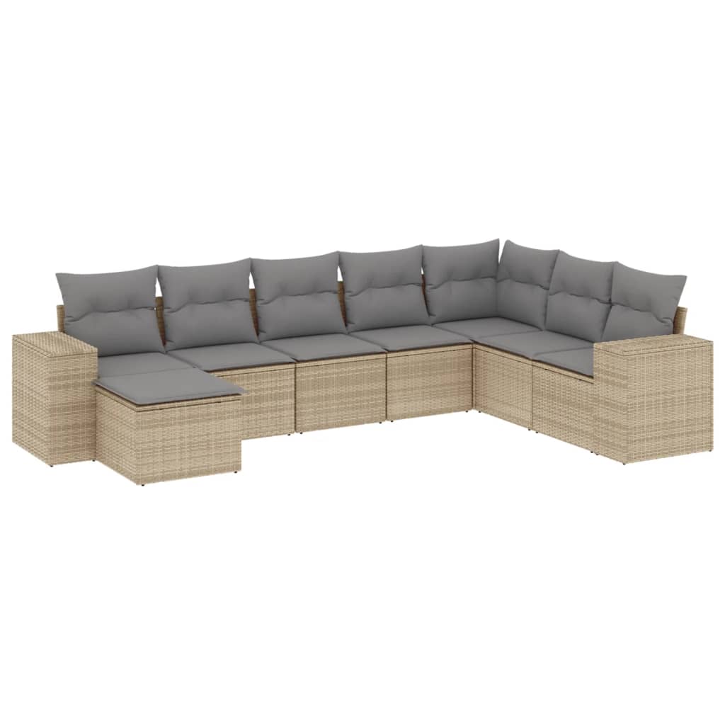 8-delige Loungeset met kussens poly rattan beige is nu te koop bij PeponiXL, paradijselijk wonen!