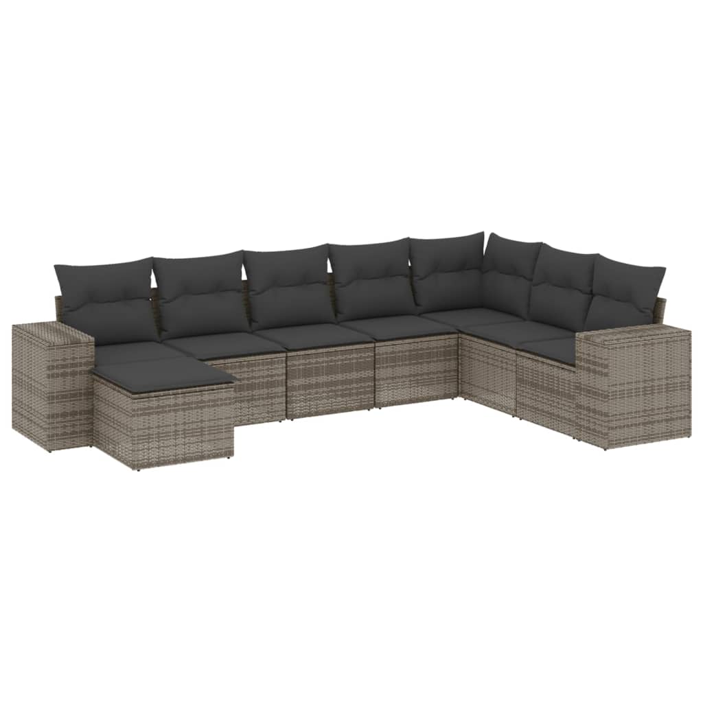 8-delige Loungeset met kussens poly rattan grijs is nu te koop bij PeponiXL, paradijselijk wonen!