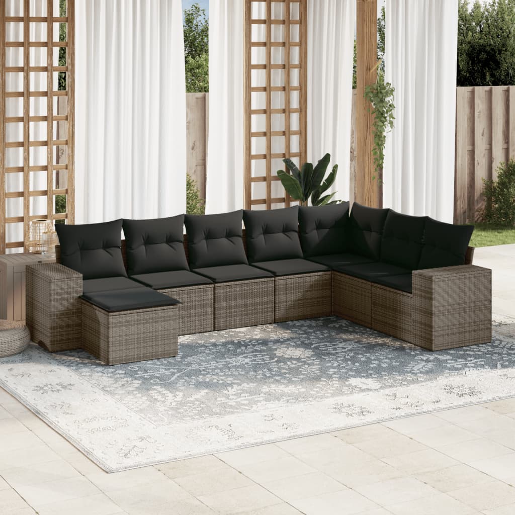 8-delige Loungeset met kussens poly rattan grijs is nu te koop bij PeponiXL, paradijselijk wonen!