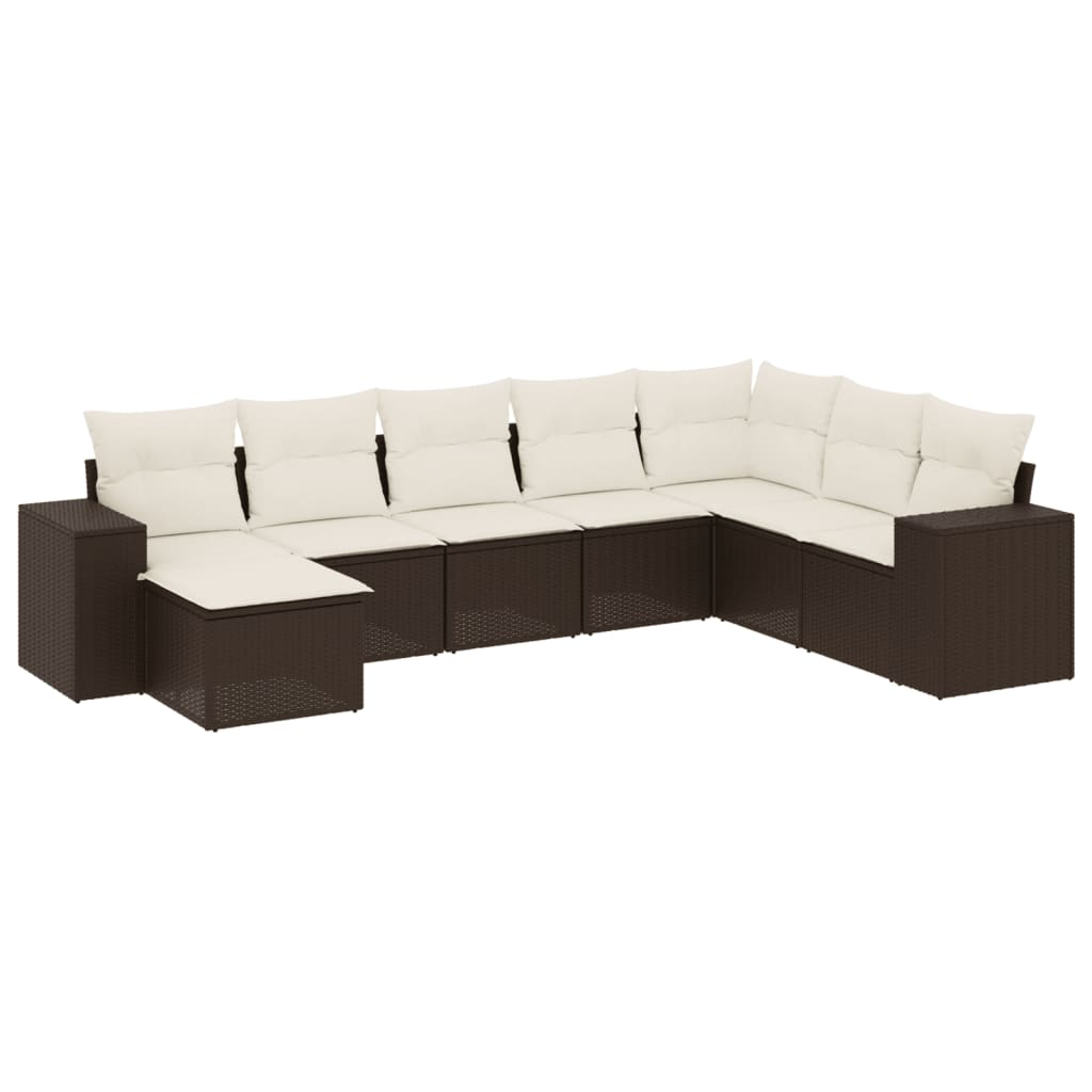 8-delige Loungeset met kussens poly rattan bruin is nu te koop bij PeponiXL, paradijselijk wonen!