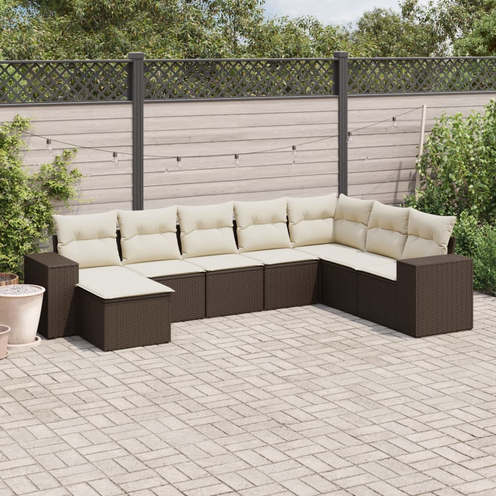 8-delige Loungeset met kussens poly rattan bruin is nu te koop bij PeponiXL, paradijselijk wonen!