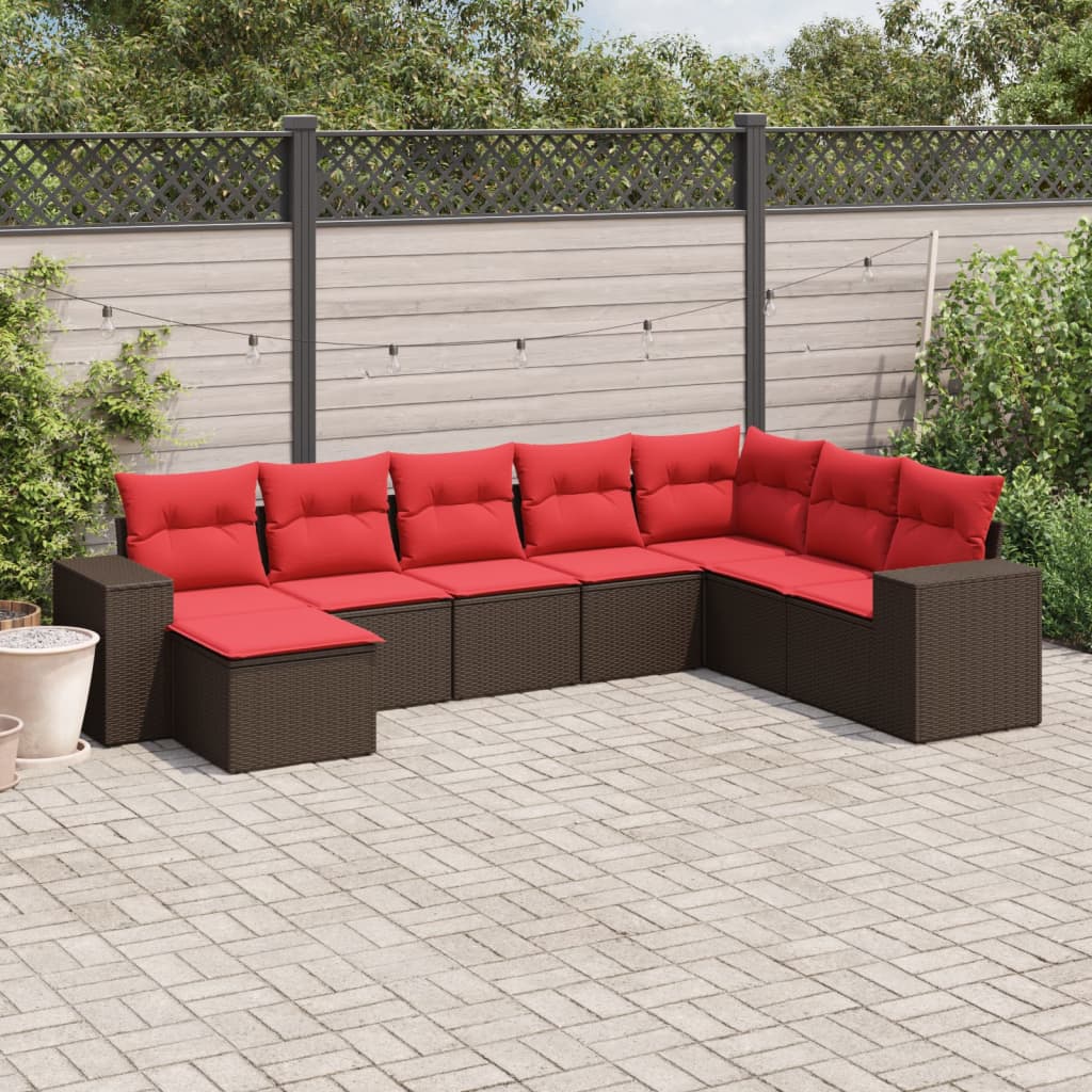 8-delige tuinbankset met kussens, bruin polyrotan is nu te koop bij PeponiXL, paradijselijk wonen!