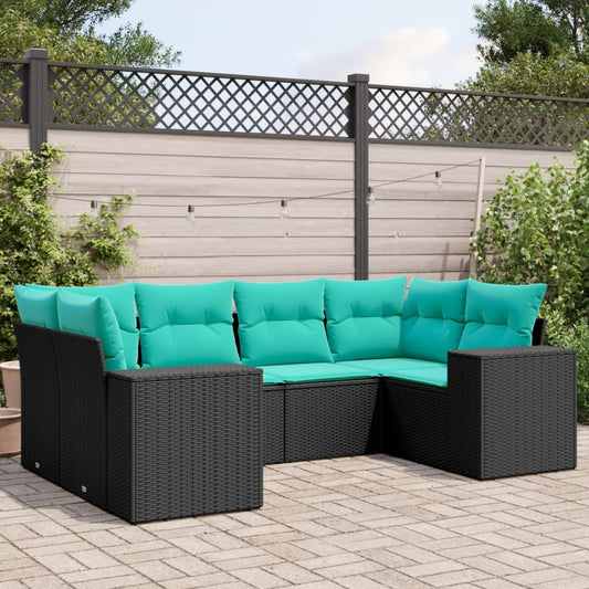 6-delige tuinbankset met kussens van zwart polyrotan is nu te koop bij PeponiXL, paradijselijk wonen!