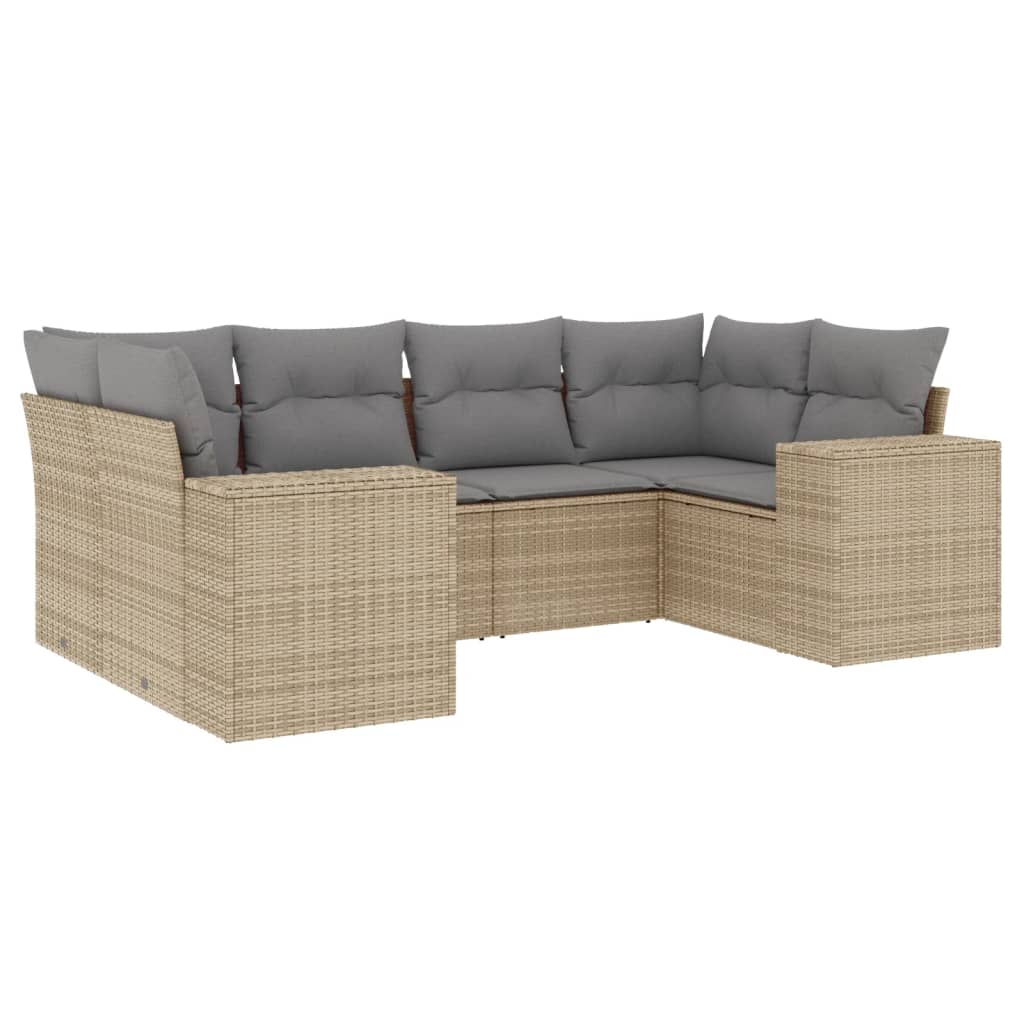 6-delige Loungeset met kussens poly rattan beige is nu te koop bij PeponiXL, paradijselijk wonen!