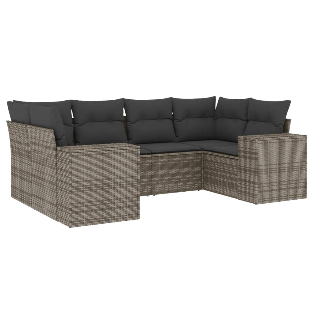 6-delige Loungeset met kussens poly rattan grijs is nu te koop bij PeponiXL, paradijselijk wonen!