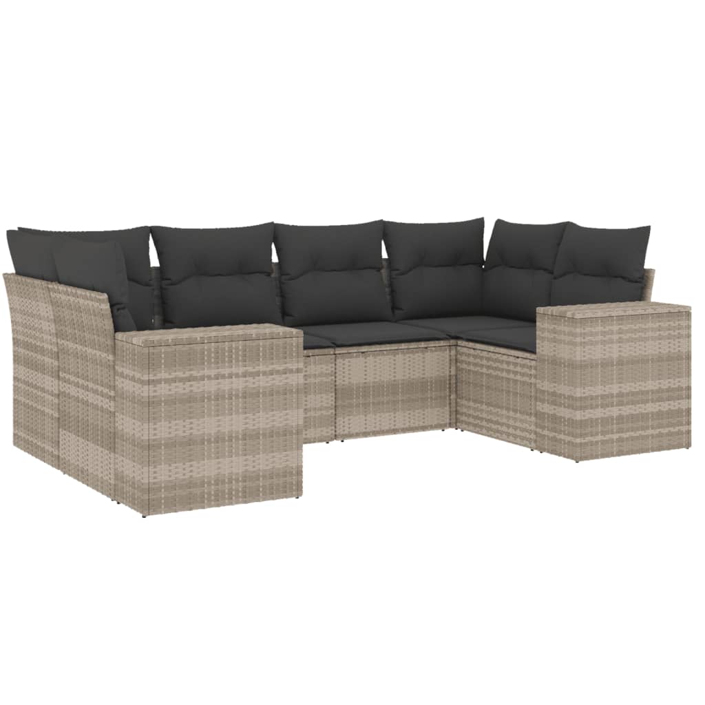 6-delige Loungeset met kussens poly rattan lichtgrijs is nu te koop bij PeponiXL, paradijselijk wonen!