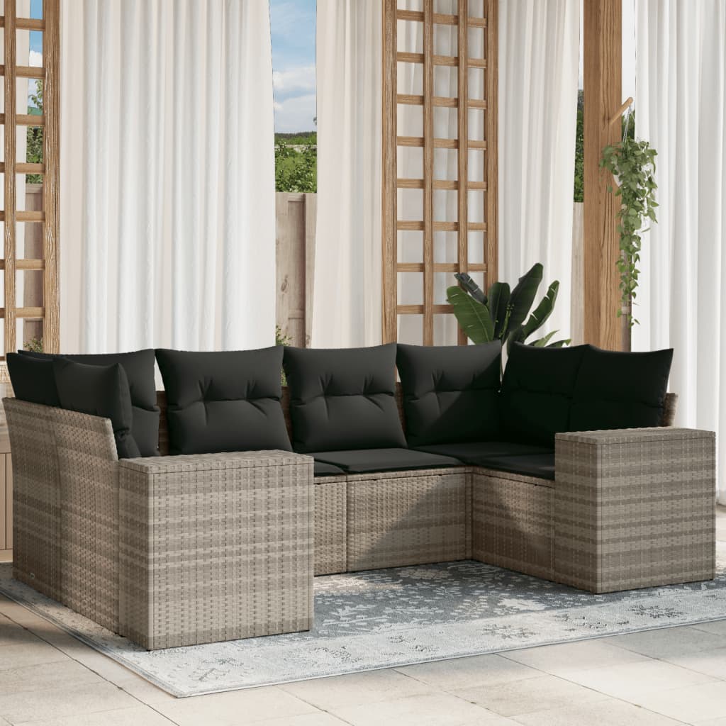 6-delige Loungeset met kussens poly rattan lichtgrijs is nu te koop bij PeponiXL, paradijselijk wonen!