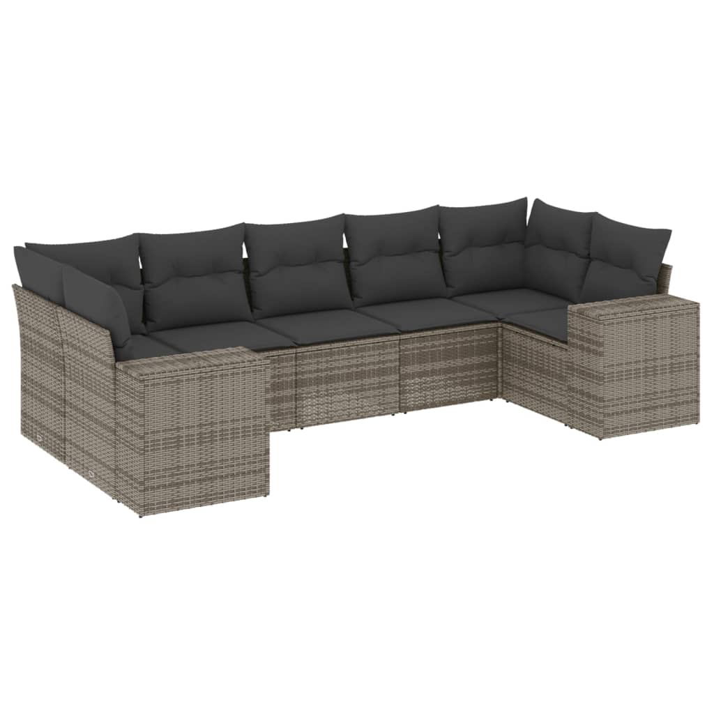 7-delige Loungeset met kussens poly rattan grijs is nu te koop bij PeponiXL, paradijselijk wonen!